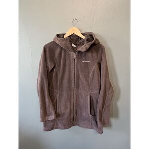 Columbia Mens Brown Full Zip Hooded Fleece Sweatshirt Size Medium